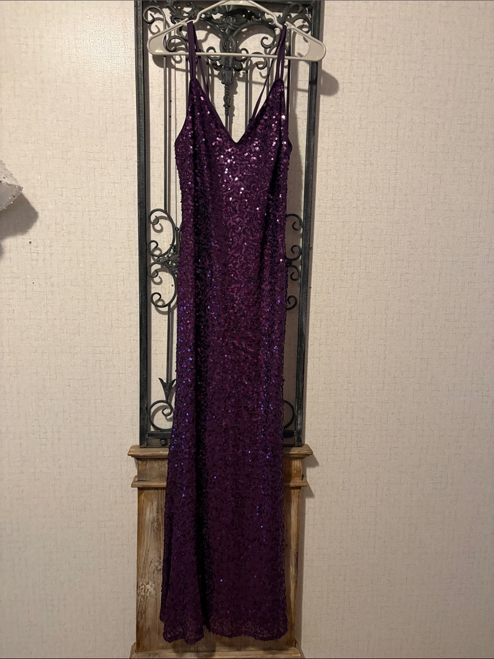 Ever Pretty Deep Purple Sequin Slip Dress with V-Neck